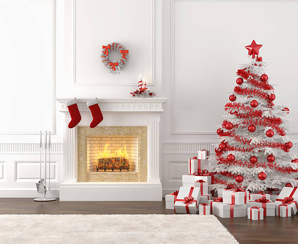 istock white and red christmas fireplace interior 134996669