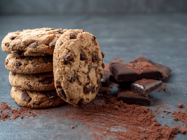 istock Chocolate chip cookies on a gray background 1349969304
