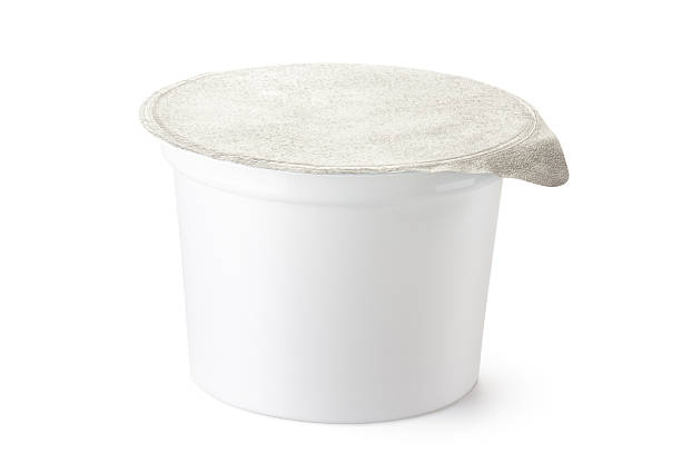 istock Plastic container for dairy foods with foil lid 134997237