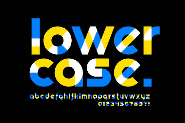 современный яркий шрифт в нижнем регистре - typescript stock illustrations