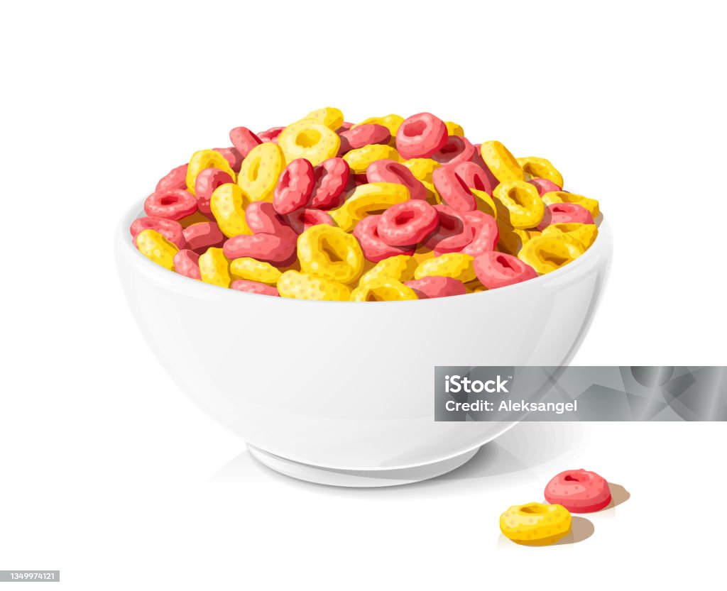 Corn Rind Corn Ring In Ceramic Bowl Useful Breakfast Eps10 Vector Illustration ...