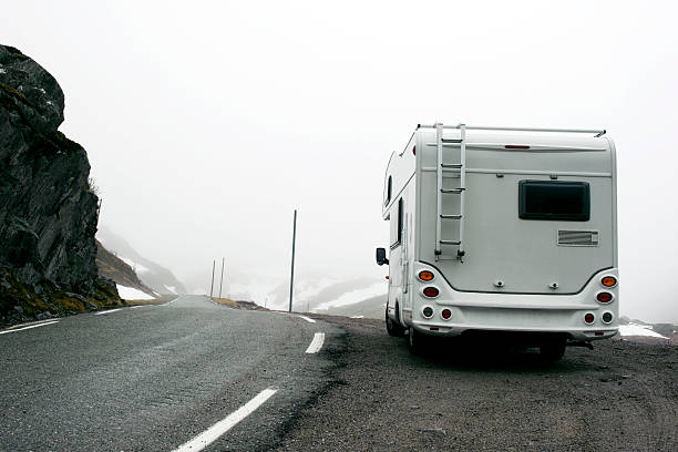 istock Motorhome in misty mountainous terrain 134997420