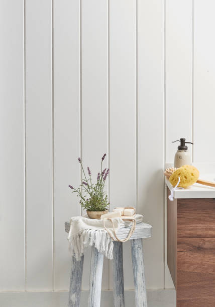 istock white walls and modern style open bathroom cabinet 1349974240