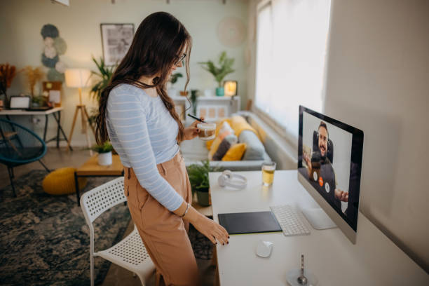 istock Business meeting on video call during 1349974249