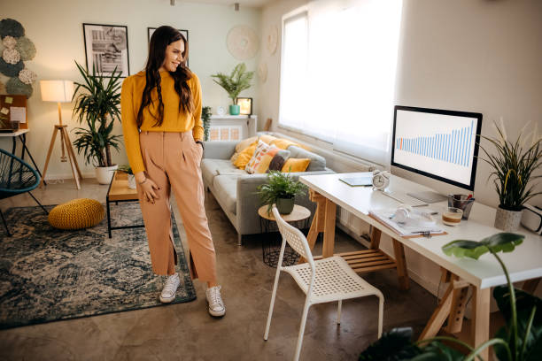 istock Young businesswoman working at home 1349975237