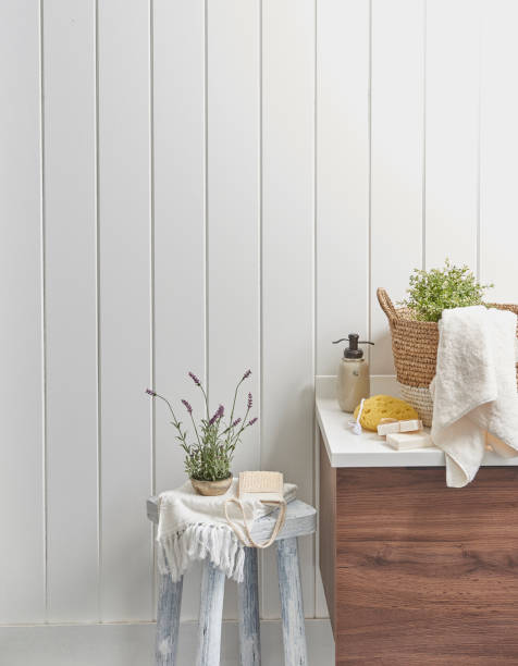 istock white walls and modern style open bathroom cabinet 1349975264