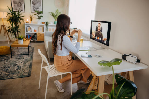 istock Business meeting on video call during 1349975766