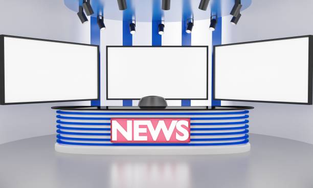 istock white table and lcd background in a news studio room.3d rendering. 1349978597