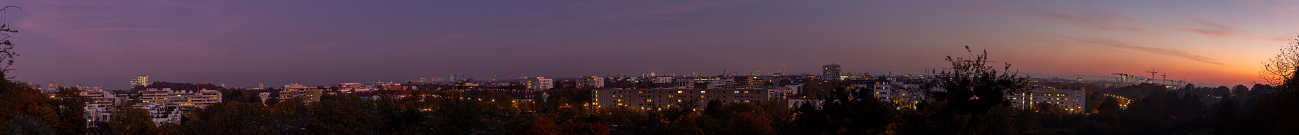 Munich Skyline in a large panorama during a fair fall blue hour