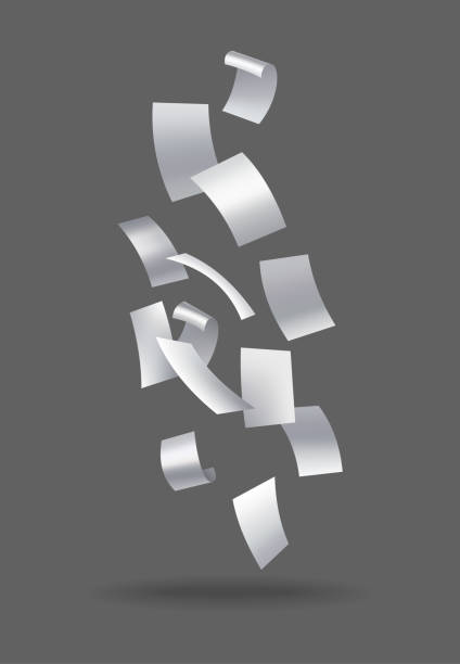 istock Realistic falling paper sheets. Set of flying curved leaves of paper. Vector loose soar of notes with curled edges. Fly scattered notes, empty chaotic paperwork 1349979082