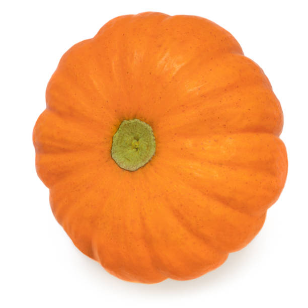 istock Pumpkin isolated on white background. Fresh pumpkin top view 1349979111