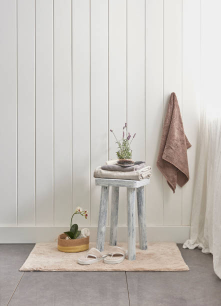 istock white walls and modern style open bathroom cabinet 1349979841