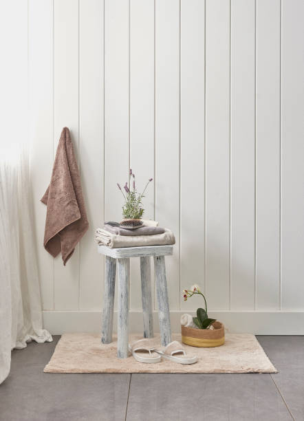 istock white walls and modern style open bathroom cabinet 1349979849