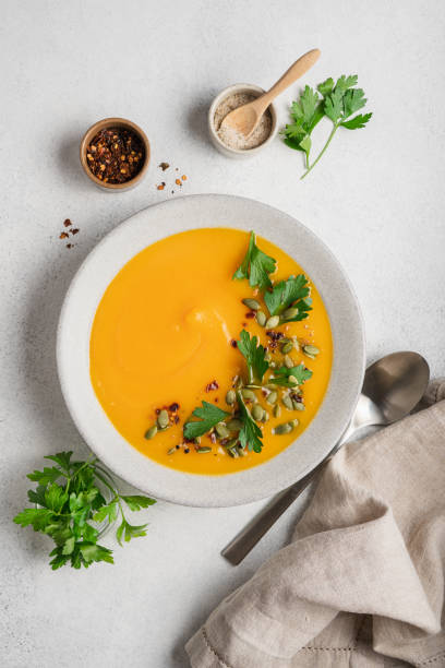 istock Pumpkin puree cream soup 1349980062