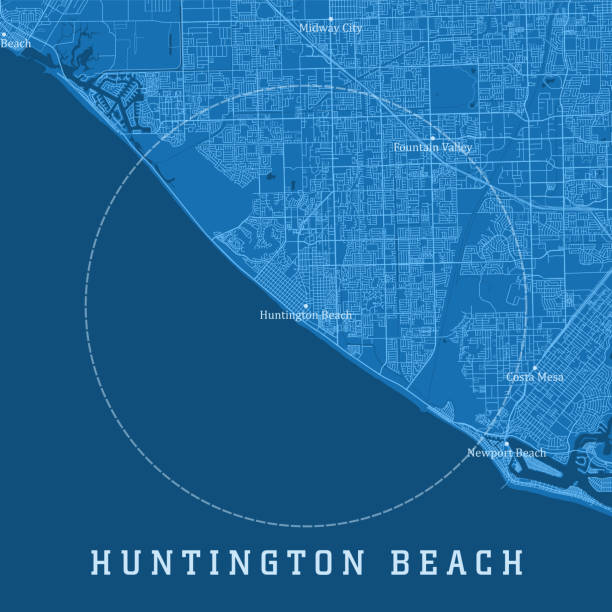 ハンティントンビーチca都市ベクトルロードマップブルーテキスト - huntington beach点のイラスト素材／クリップアート素材／マンガ素材／アイコン素材