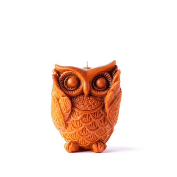 istock Decorative candle owl on a white isolated background. 1349990331