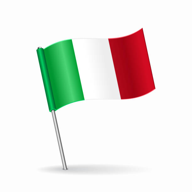 illustrations, cliparts, dessins animés et icônes de disposition du pointeur de la carte du drapeau italien. illustration vectorielle. - italian flag