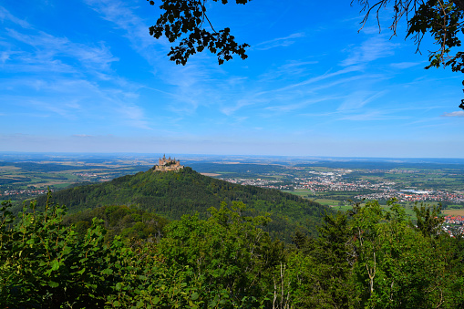 Distant view of Hohenzollern castle in Germany