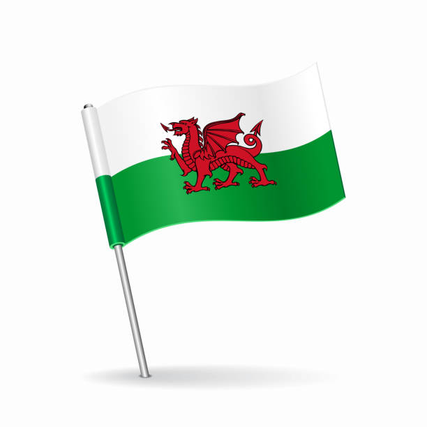 макет указателя на карту флага уэльса. векторная иллюстрация. - welsh flag stock illustrations