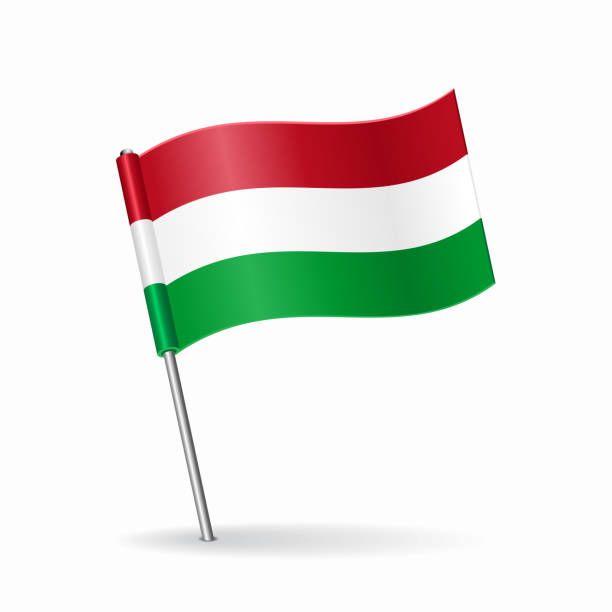 ilustraciones, imágenes clip art, dibujos animados e iconos de stock de diseño del puntero del mapa de la bandera húngara. ilustración vectorial. - hungarian flag