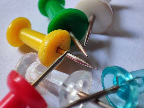 istock Closeup view of notice board pins 1350000534
