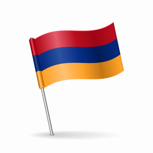 illustrations, cliparts, dessins animés et icônes de disposition du pointeur de la carte du drapeau arménien. illustration vectorielle. - armenian flag