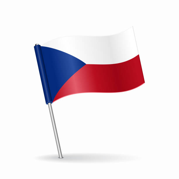 flaggen-zeiger-layout der tschechischen republik. vektorillustration. - tschechische flagge stock-grafiken, -clipart, -cartoons und -symbole