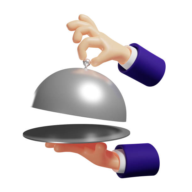 istock Hand opens the lid of the dish 1350005419