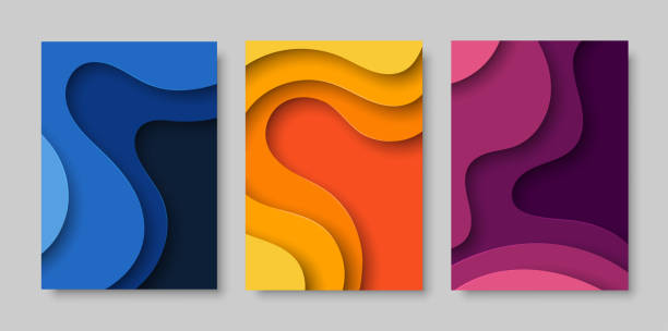 ilustraciones, imágenes clip art, dibujos animados e iconos de stock de fondo abstracto 3d con formas de corte de papel. diseño vectorial para presentaciones de negocios, flyers, carteles y postales. - naranja color ilustraciones