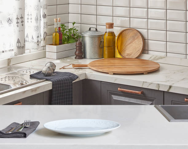 istock Kitchen brass utensils, chef accessories. Hanging copper kitchen 1350008258