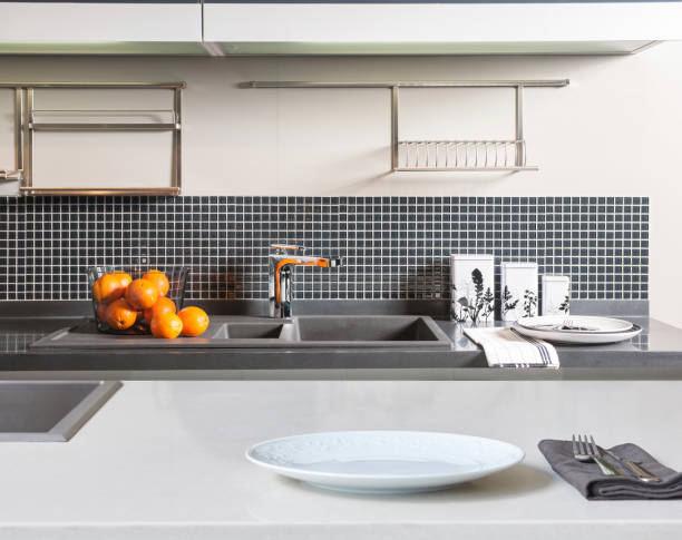 istock Kitchen brass utensils, chef accessories. Hanging copper kitchen 1350008315
