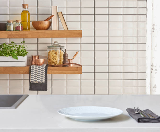 istock Kitchen brass utensils, chef accessories. Hanging copper kitchen 1350008589