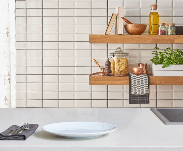 istock Kitchen brass utensils, chef accessories. Hanging copper kitchen 1350008628