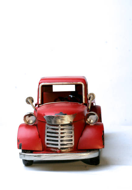istock Decorative red tin truck frontal view 1350011751