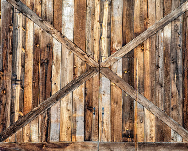 Wooden barn doors stock photo