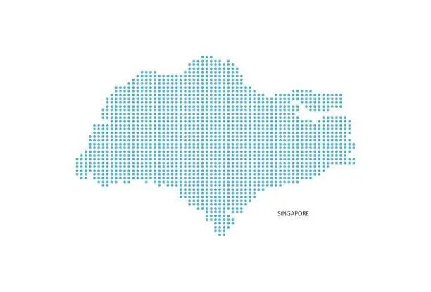 Vector illustration of Singapore map design blue circle, white background with Singapore flag.