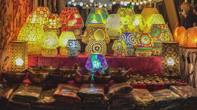 Arabic exhibition lamps in a market