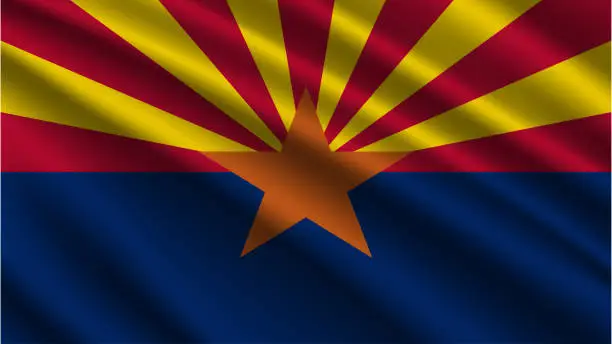 Vector illustration of State of Arizona - Flag Of Arizona State - Arizona State Flag High Detail - National flag Arizona State wave Pattern loopable Elements - Fabric texture and endless loop - Arizona State Loopable Flag - America state flags - Waving flag