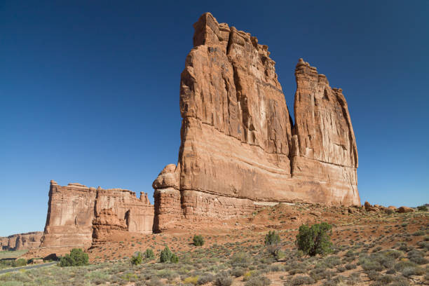 Tower of Babel and the Organ in Arches Tower of Babel and the Organ in Arches National Park, Utah, USA. tower of babel stock pictures, royalty-free photos & images