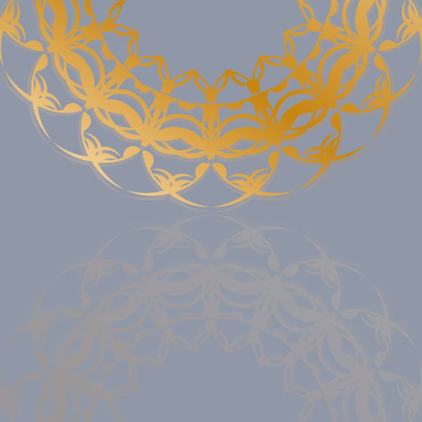 istock Brochure in gray with Indian gold pattern for your design. The robber steals money. The criminal steals gold coins. Robbery and finance security concept. Flat style, vector. 1350016807