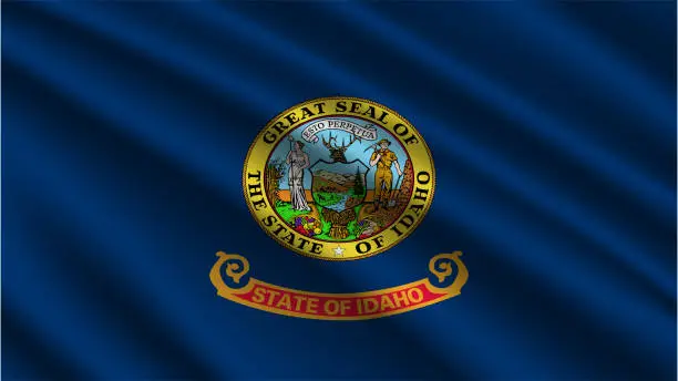 Vector illustration of State of idaho - Flag Of idaho State - idaho State Flag High Detail - National flag idaho State wave Pattern loopable Elements - Fabric texture and endless loop - idaho State Loopable Flag - America state flags - Waving flag