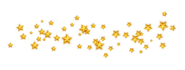istock Golden realistic stars wave on white long background. Christmas texture. Starry frame. Glitter elegant design element. Gold shooting star. Stardust trail. Galaxy magic decoration. Vector illustration 1350019892