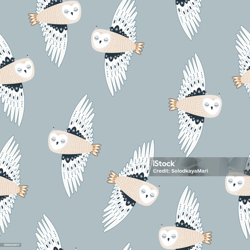 Owl Skin Pattern Seamless Hand Drawn Owl Pattern Creative Hand Drawn Bird Texture Vector ...