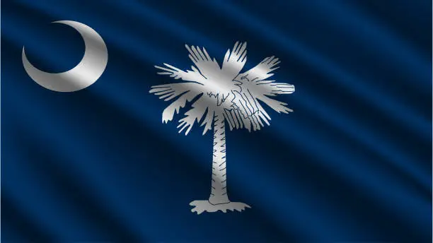 Vector illustration of State of South Carolina - Flag Of South Carolina State - South Carolina State Flag High Detail - National flag South Carolina State wave Pattern loopable Elements - Fabric texture and endless loop - South Carolina State Loopable Flag - America state flags