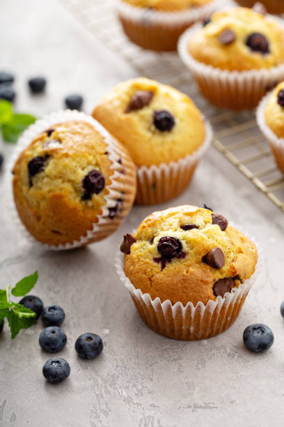 istock Chocolate chip and blueberry muffins freshly baked 1350023955