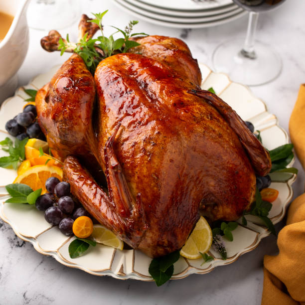 istock Thanksgiving or Christmas turkey on a serving plate 1350024031