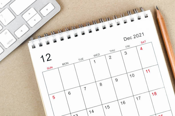 istock The December 2021 desk calendar with pencil 1350025258