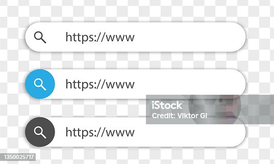 istock Search here. Search bar set for ui. Search bar vector icons in flat design, isolated on transparent background. Vector illustration 1350025717