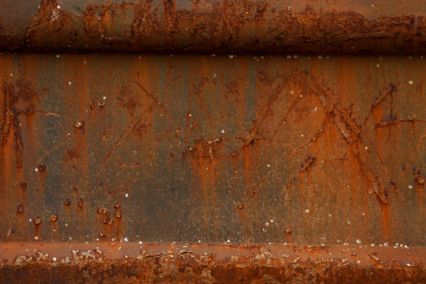 Texture of an orange brown rusty background with circles with shadows