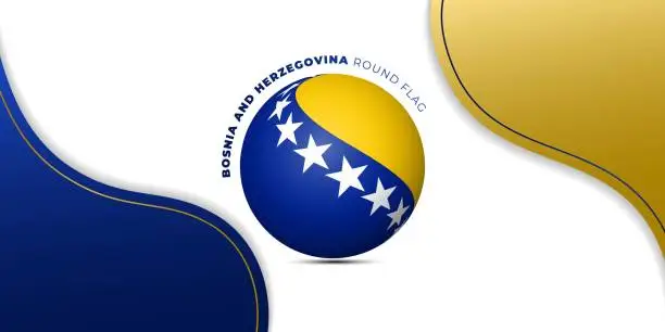 Vector illustration of Bosnia and herzegovina round flag on simple paper cut background. Bosnia and herzegovina Independence day template